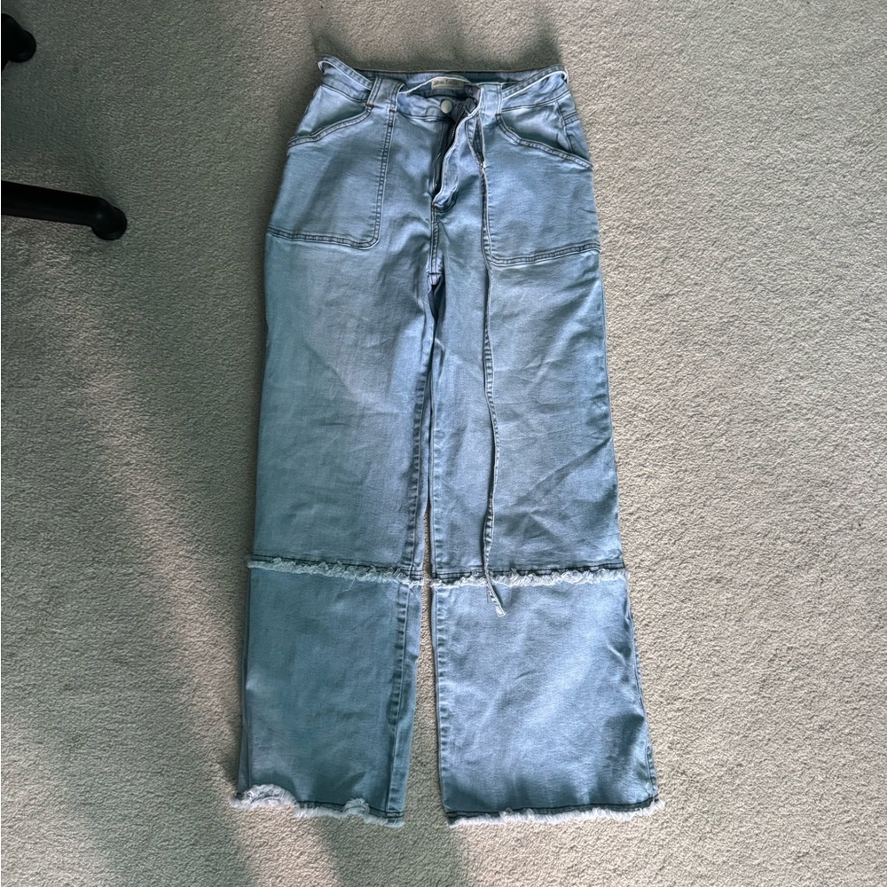 Blue Flare Wide Leg Jeans